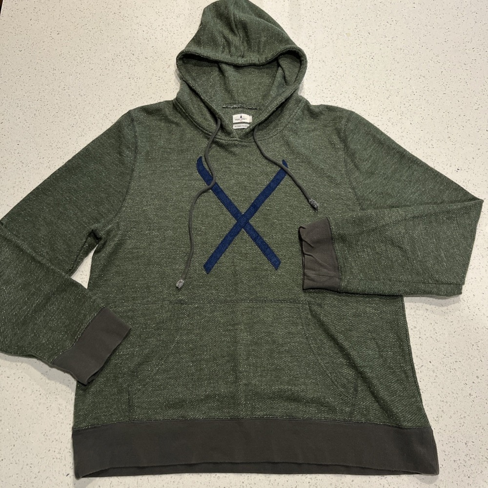 PENNY STOCK Men's Green Speckled Pullover Hoodie XL Ski Graphic Drawstrings‎